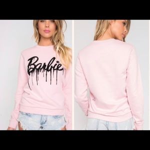 Pink Barbie Sweatshirt with velvet black logo